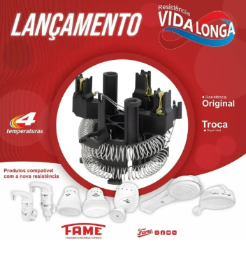 RESISTENCIA FAME 4T SUPER DUCHA/KIBANHO/ELEGANCE/BANHO NOSSO/ORIGINAL/JATO FORTE/QUATTRO 6800W